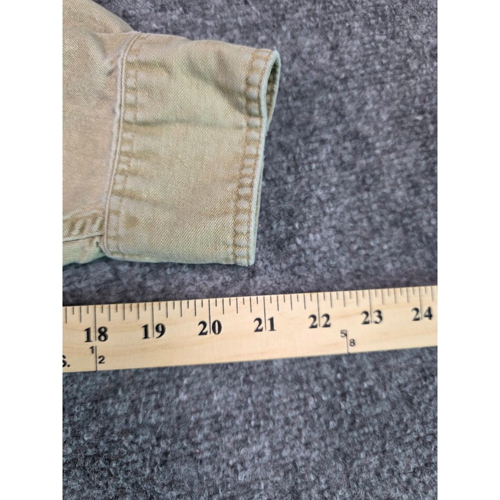 Vintage Camel Button Down Shirt Mens L Khaki 1996 Distressed Cotton Canvas - Picture 10 of 15